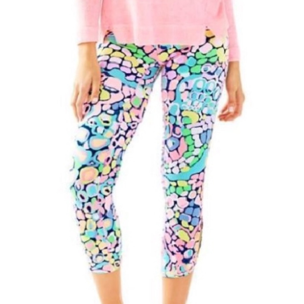 Lilly Pulitzer Ladies EUC Gypsy Jungle Gypsy Jungle Cropped Leggings Workout XL